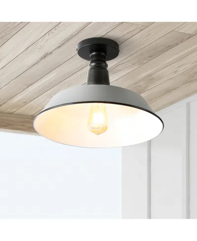 Jonathan Y Camila 14" 1-light Classic Industrial Indoor, Outdoor Iron Led Semi Flush Mount In Multi