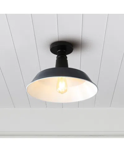 Jonathan Y Camila 14" 1-light Classic Industrial Indoor, Outdoor Iron Led Semi Flush Mount In Multi