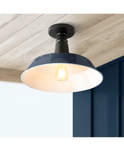 Jonathan Y Camila 14" 1-light Classic Industrial Indoor, Outdoor Iron Led Semi Flush Mount In Multi