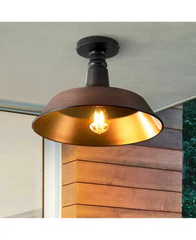 Jonathan Y Camila 14" 1-light Classic Industrial Indoor, Outdoor Iron Led Semi Flush Mount