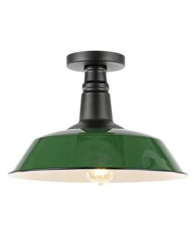 Jonathan Y Camila 14" 1-light Classic Industrial Indoor, Outdoor Iron Led Semi Flush Mount In Multi