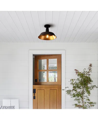 Jonathan Y Camila 14" 1-light Classic Industrial Indoor, Outdoor Iron Led Semi Flush Mount