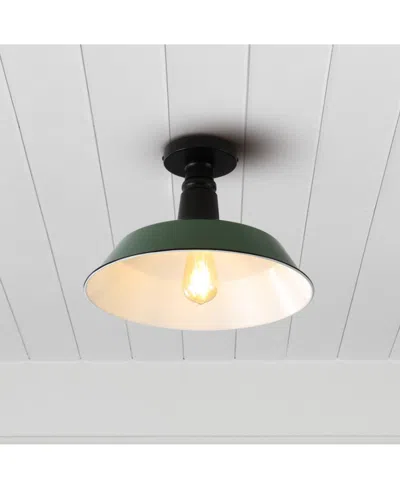 Jonathan Y Camila 14" 1-light Classic Industrial Indoor, Outdoor Iron Led Semi Flush Mount In Multi