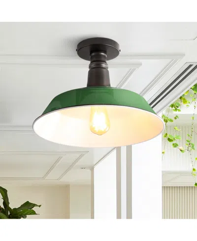 Jonathan Y Camila 14" 1-light Classic Industrial Indoor, Outdoor Iron Led Semi Flush Mount In Multi