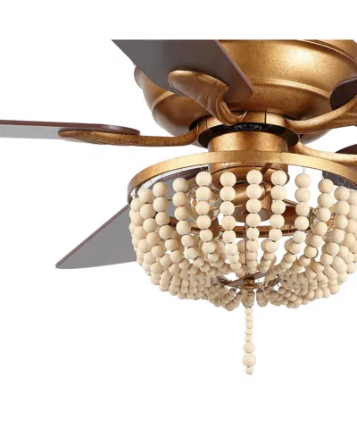 Jonathan Y Erin 52" 3-light Rustic Farmhouse Iron, Wood Bead Mobile-app, Remote-controlled Led Ceiling Fan