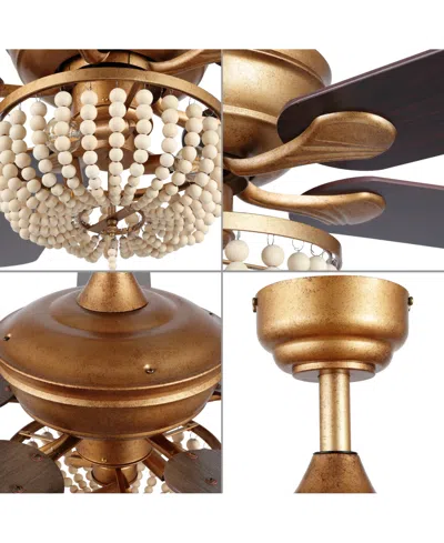 Jonathan Y Erin 52" 3-light Rustic Farmhouse Iron, Wood Bead Mobile-app, Remote-controlled Led Ceiling Fan