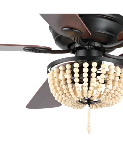 Jonathan Y Erin 52" 3-light Rustic Farmhouse Iron, Wood Bead Mobile-app, Remote-controlled Led Ceiling Fan