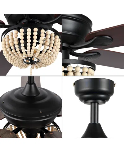 Jonathan Y Erin 52" 3-light Rustic Farmhouse Iron, Wood Bead Mobile-app, Remote-controlled Led Ceiling Fan