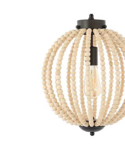 Jonathan Y Abril 12.5" 1-light Rustic Bohemian Iron, Wood Bead Led Pendant