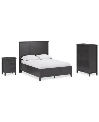 Macy's Hedworth Queen 3-pc. Set (bed, Chest & Nightstand) In Black