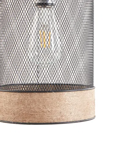 Ink+ivy Orion Natural Rope And Metal Mesh Cylinder Pendant Lamp In Multi