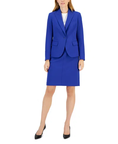 Anne Klein Missy & Petite Executive Collection Single-button A-line Skirt Suit Set, Created For Macy's In Blue