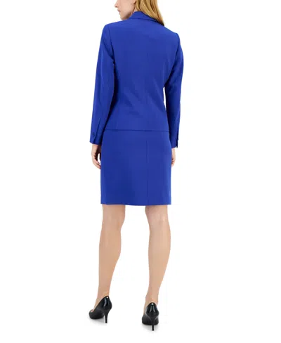 Anne Klein Missy & Petite Executive Collection Single-button A-line Skirt Suit Set, Created For Macy's In Blue