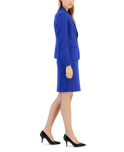 Anne Klein Missy & Petite Executive Collection Single-button A-line Skirt Suit Set, Created For Macy's In Blue