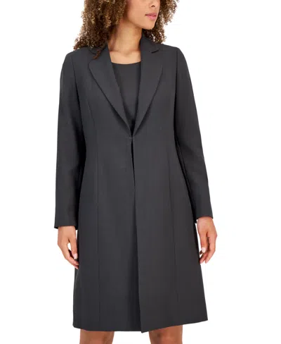 Le Suit Women's Crepe Topper Jacket & Sheath Dress Suit Set, Regular And Petite In Gray
