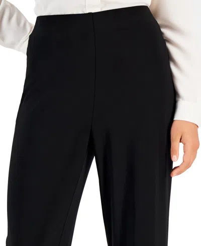 Ak Anne Klein Women's Solid Interlock Twist Yarn Wide Leg Knit Pants In Black