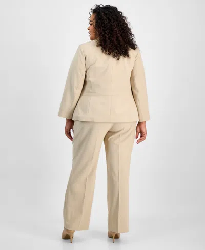 Le Suit Plus Size Two-button Jacket & Pant Suit Set In Brown