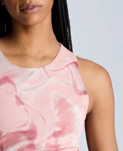 Kenneth Cole Ruched Mesh Midi Dress In Pink