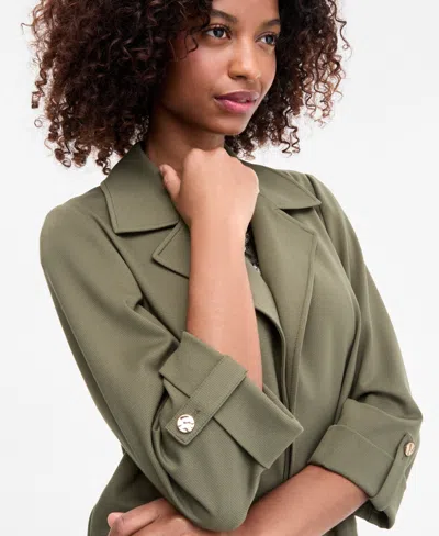 Anne Klein Women's Notched Collar Drapey Cropped Jacket In Green