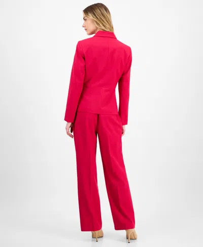 Le Suit Women's Crepe Two-button Jacket & Pull-on Pantsuit Set, Regular & Petite In Red