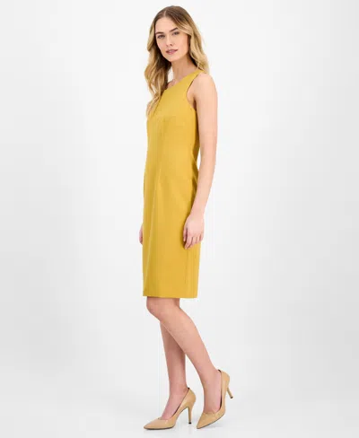 Le Suit Women's Shawl-collar Jacket & Sleeveless Dress Suit Set, Regular & Petite In Yellow