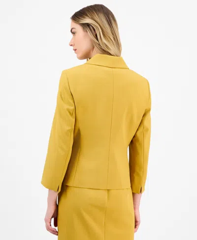 Le Suit Women's Shawl-collar Jacket & Sleeveless Dress Suit Set, Regular & Petite In Yellow