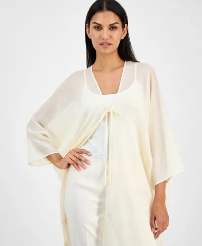 Anne Klein Women's Tie-front Kimono Top In White