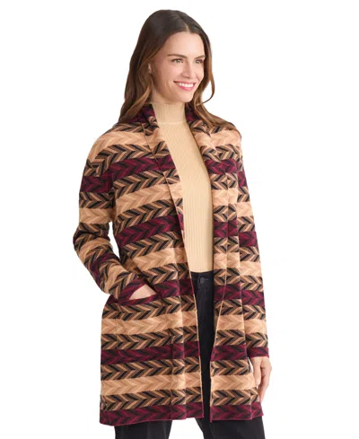 Jones New York Petite Chevron Belted Cardigan Sweater In Multi