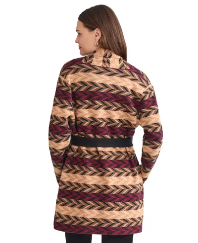 Jones New York Petite Chevron Belted Cardigan Sweater In Multi