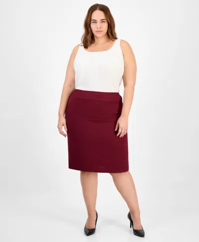 Le Suit Plus Size Sleeveless Sheath Dress Suit Set In Burgundy
