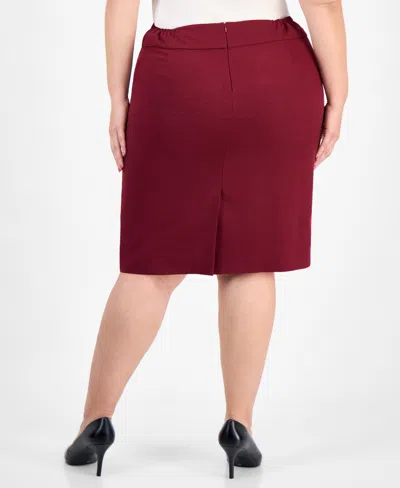 Le Suit Plus Size Sleeveless Sheath Dress Suit Set In Burgundy