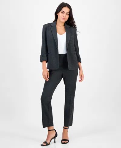 Ak Anne Klein Womens Notch Lapel Button Front Jacket P Xxs Xl In Black