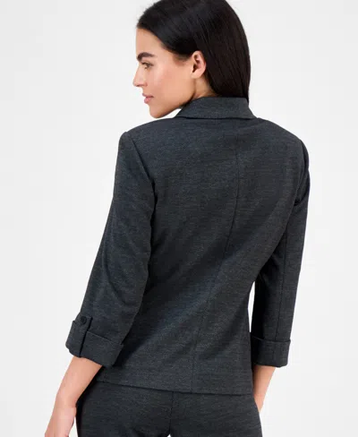 Ak Anne Klein Womens Notch Lapel Button Front Jacket P Xxs Xl In Black