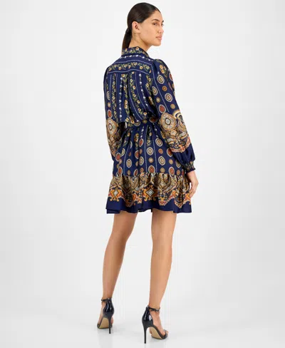 Anne Klein Petite Collared Shirt Dress In Blue