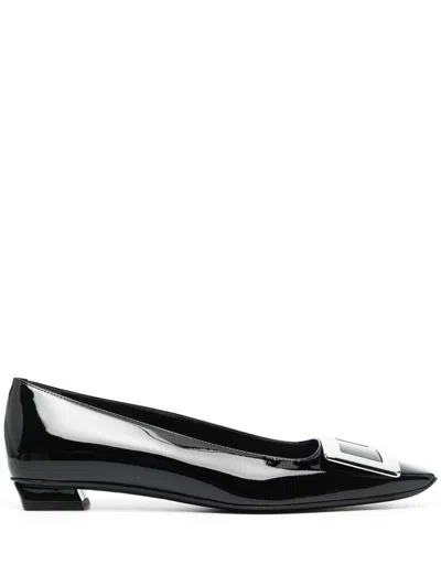 Roger Vivier Black Leather Ballet Flats