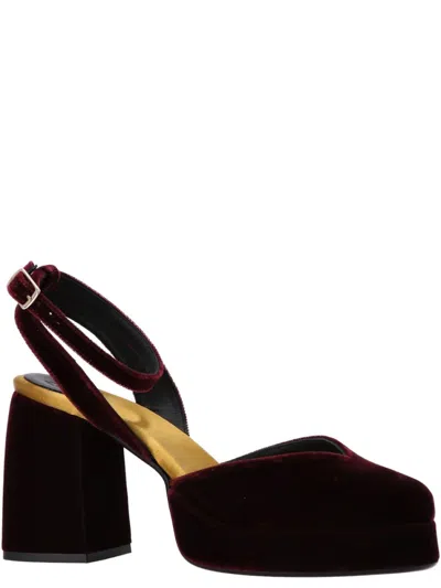Castaã±er Maroon Ankle Strap Heels In Brown
