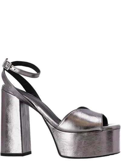Castaã±er Silver Ankle-strap Heels In Multi