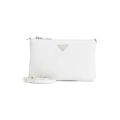 Prada White Leather Crossbody Bag In White