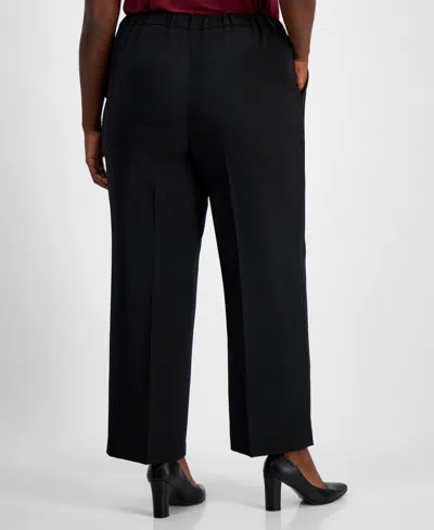 Kasper Plus Size Julia Satin Pull-on Pants In Black