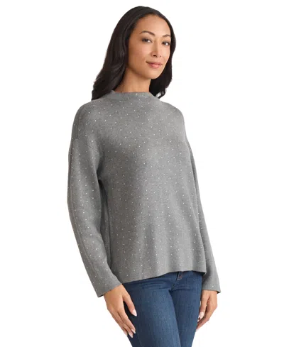 Jones New York Petite Mock Neck Sweater In Gray