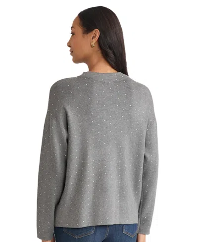 Jones New York Petite Mock Neck Sweater In Gray