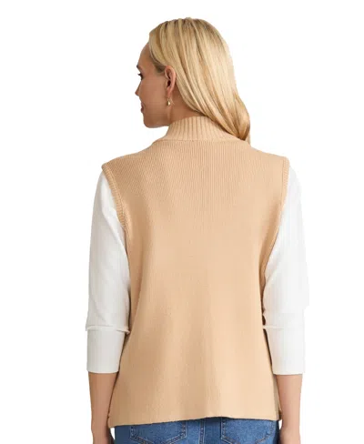 Jones New York Petite Puffer Sleeveless Vest In Brown