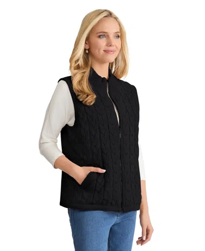 Jones New York Petite Puffer Sleeveless Vest In Black