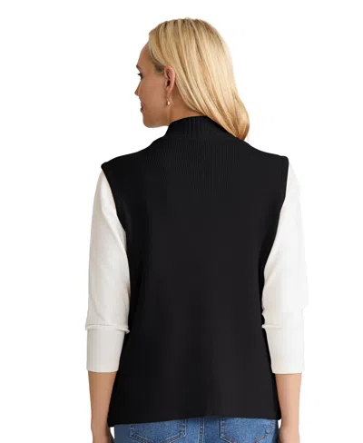 Jones New York Petite Puffer Sleeveless Vest In Black
