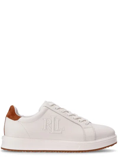 Ralph Lauren White Lace Up Sneakers In White