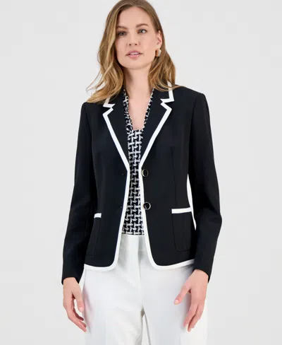 Kasper Women's Stretch Crepe Two Button Jacket, Regular & Petite In Blue