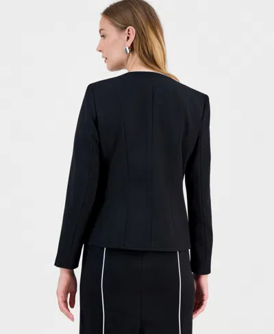 Kasper Women's Contrast Piping Open-front Jacket, Regular & Petite In Multi