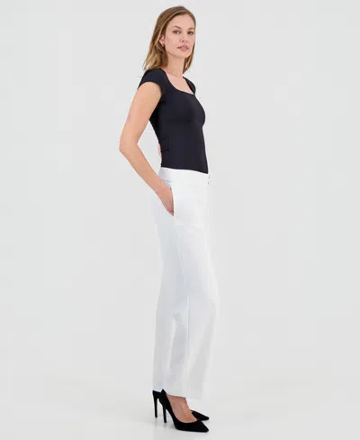 Kasper Women's High Rise Wide-leg Pants, Regular & Petite In White