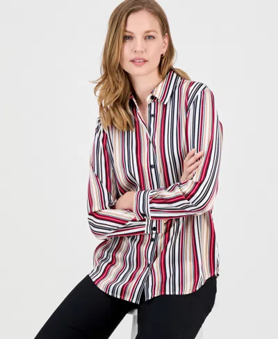 Kasper Women's Striped Button-front Shirt, Regular & Petite In Multi
