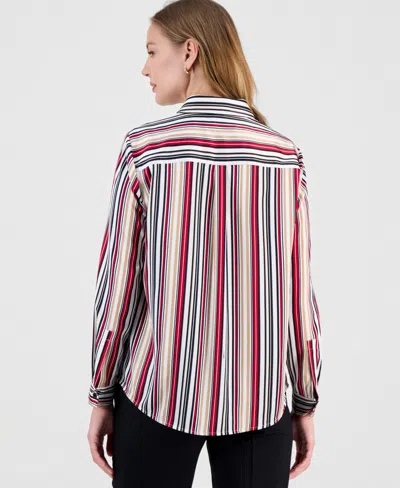 Kasper Women's Striped Button-front Shirt, Regular & Petite In Multi